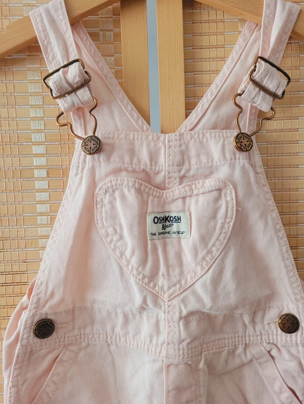 Oshkosh Light Pink Cotton Overalls with Heart Pocket